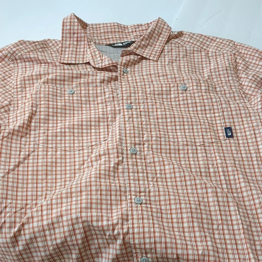 The North Face  Orange Plaid Long Sleeve Outdoor Shirt Men size XL